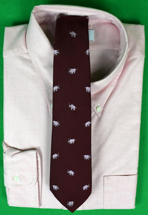 "Trimingham's Bermuda Pink Elephant w/ Peek-A-Boo Lining Burgundy Tie" (SOLD)