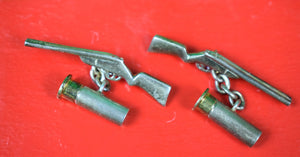 Pair x Vermeil Hunting Rifle/ Shot Shell Sterling Cufflinks