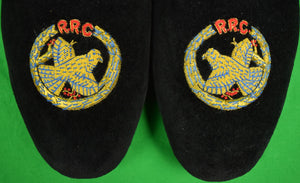 "Rolling Rock Club Black Velvet Slippers Hand Made in England" Sz: 10