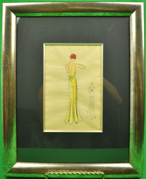 Lanvin of Paris c1920s Fashion Model Original Watercolour