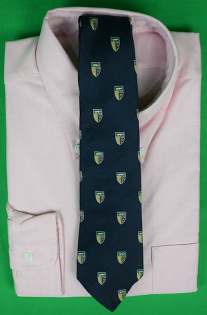 "J. Press Burlington Knot Yale Law School Coat-Of-Arms Navy Silk Tie"