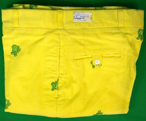 O'Connell's Vintage c1980s Embroidered Corduroy Trousers w/ Frogs On Yellow Sz 38R (DEADSTOCK) (SOLD)
