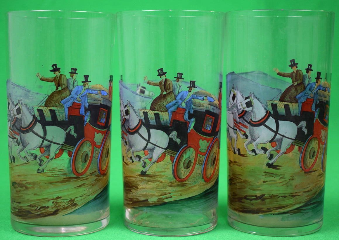 Set x 3 Hand-Painted Equestrian/ Coaching Glasses