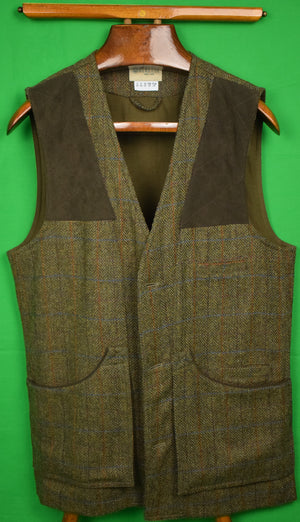 "Beretta Herringbone Tweed Shooting Vest w/ Quilted Suede Shoulder Patches" Sz: 40 (SOLD)