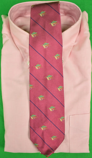 Polo by Ralph Lauren Italian Dusty Rose Silk Tie w/ Trout Fly Motif