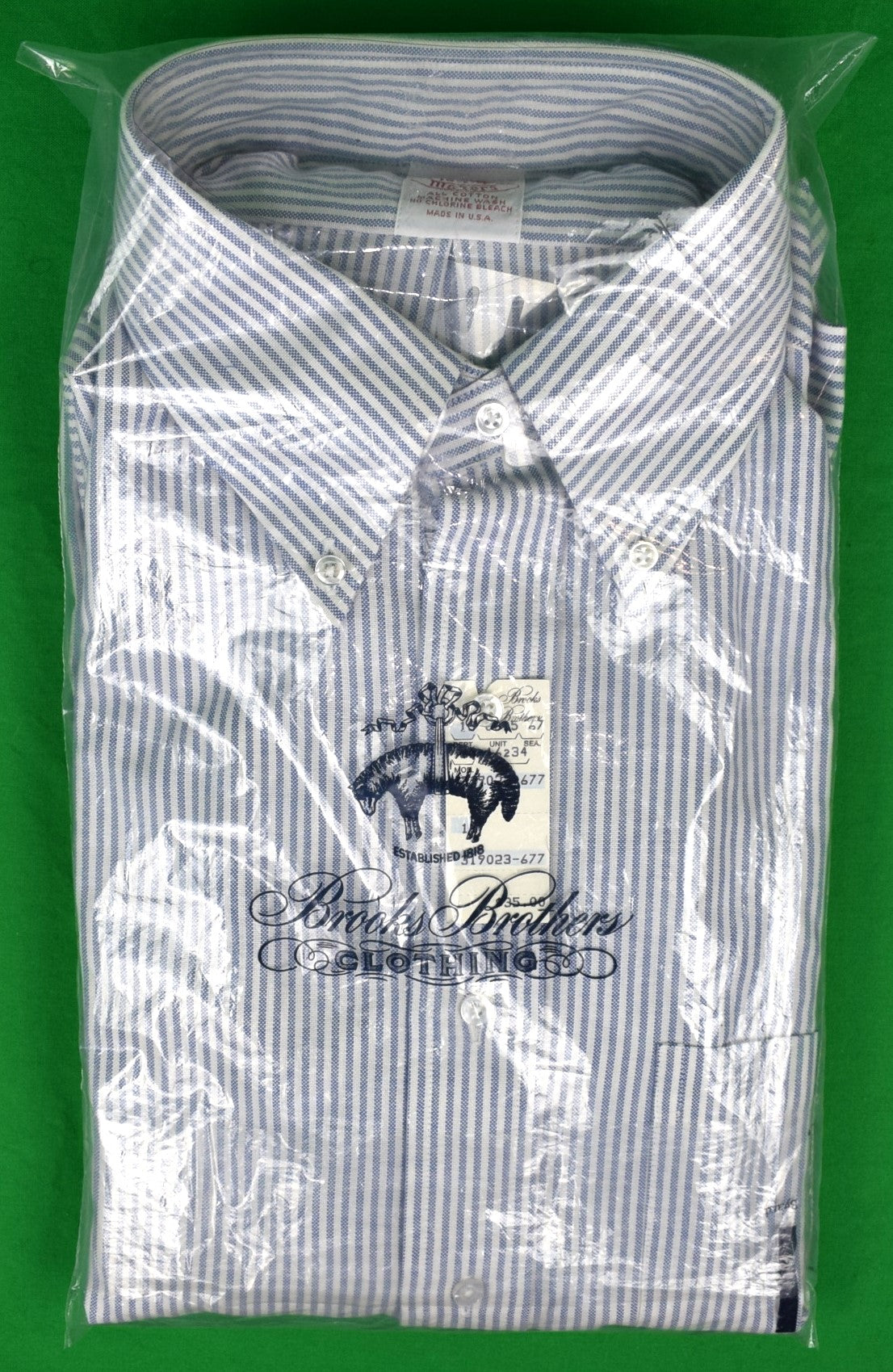 Brooks Brothers Blue Candy Stripe OCBD c1980s Shirt Sz 16 1/2- 4 (DEADSTOCK w/ Tag) (SOLD)