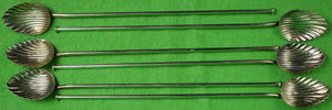 Set of 6 Scallop Shell Silver Plate Swizzle Sticks