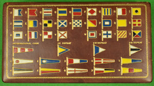 "Italian Hand-Tooled Florentine Burgundy Leather Signal Flag Cigarette Box" (SOLD)