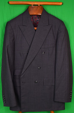 "Chipp Charcoal Tic Weave w/ Blue Pinstripe Worsted DB Suit w/ Red Paisley Lining" Sz: 39R