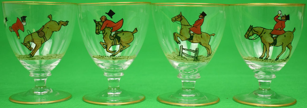 Set of 4 Sherry Glasses Hand-Painted by Frank Vosmansky