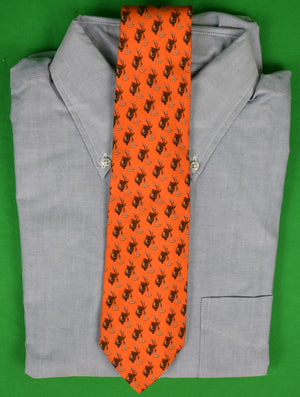 "Polo By Ralph Lauren Saddle x Mallets Orange Italian Silk Tie"