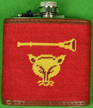 "Myopia Hunt Club Red Needlepoint U.S. Open Flask" (New In S&B Box) (SOLD)