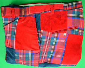 Brooks Brothers Patch Royal Stewart Tartan w/ Hunter Green/ Red Corduroy Panel Trousers
