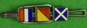 Sterling Silver Tie Clasp w/ 3 Enamel Signal Flags