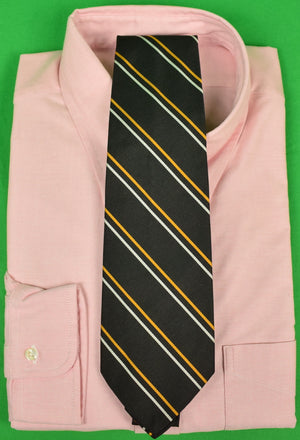 "Brooks Brothers Black w/ Gold/ White Repp Stripe English Silk Tie" (SOLD)