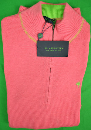 Lilly Pulitzer Hot Pink Salmon Men's Half-Zip Sweater Sz: L (New 'Deadstock' w/ Tags!) (SOLD)
