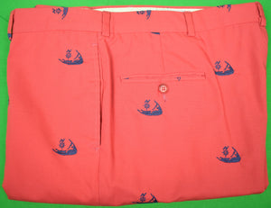 Murray's Toggery Shop Embroidered Nantucket Island Motif Ack Red Trousers Sz: 40W