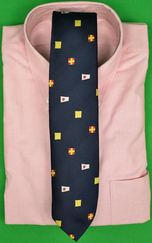 "Chipp Navy Poly Club Tie w/ Yellow/ Red & White Signal Flags"