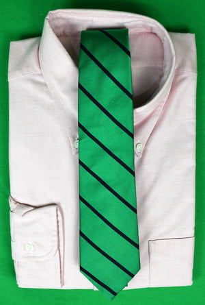 "J. Press Burlington Knot Emerald Green/ Navy Strip English Silk Tie" (SOLD)