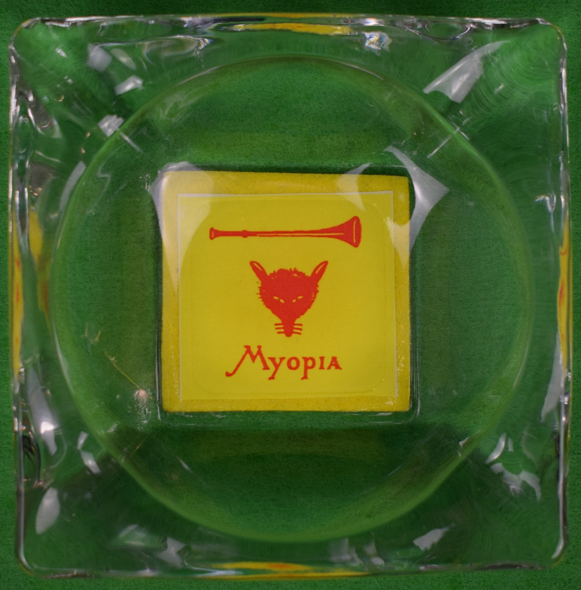 "Myopia Hunt Club Glass Ashtray"