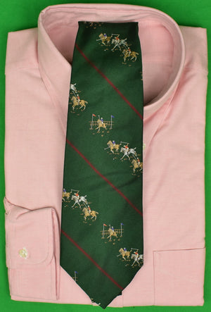 Polo by Ralph Lauren Hunter Green w/ Burg Stripe Jacquard Silk Tie w/ Polo Match Motif