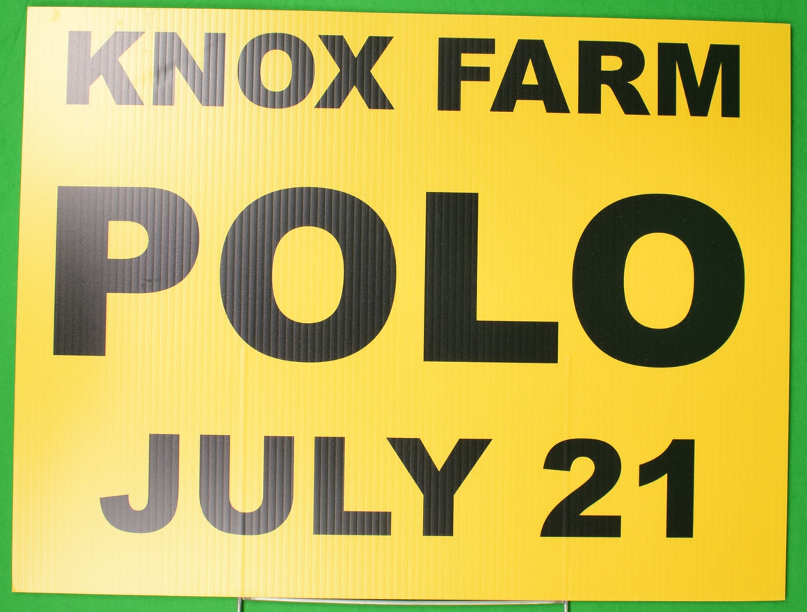 Knox Farm Polo July 21 Yellow/ Navy Sign