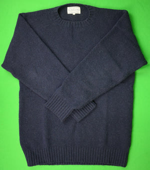 "The Andover Shop Navy Blue Shetland Wool Crewneck Sweater Made In Scotland" Sz M