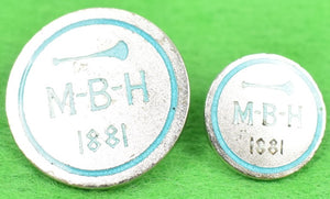 "Set x (2) Meadow Brook Hunt M-B-H 1881 Sterling Hunt Club Buttons"