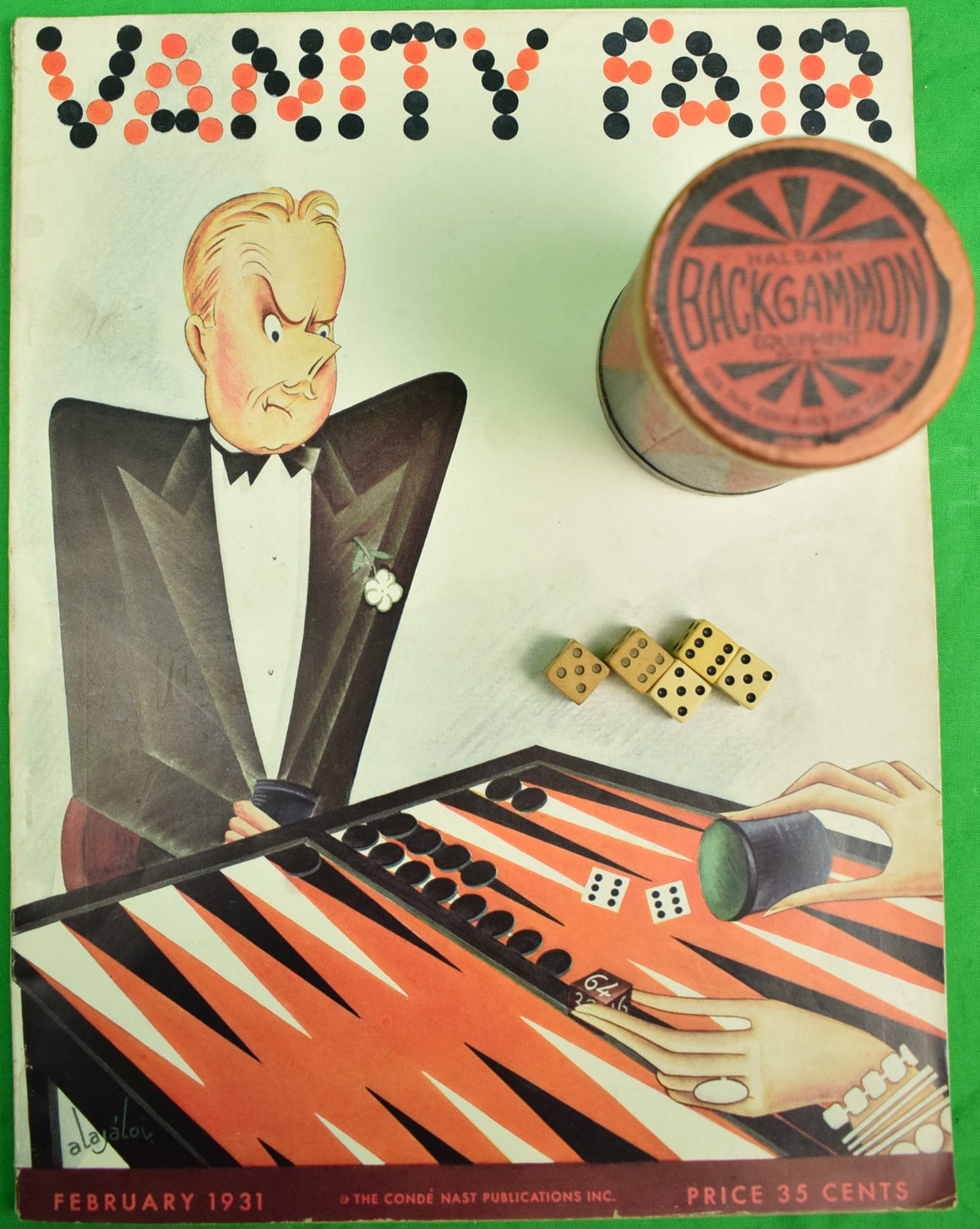 "Halsan Backgammon c1930s Dice Cup" (SOLD)