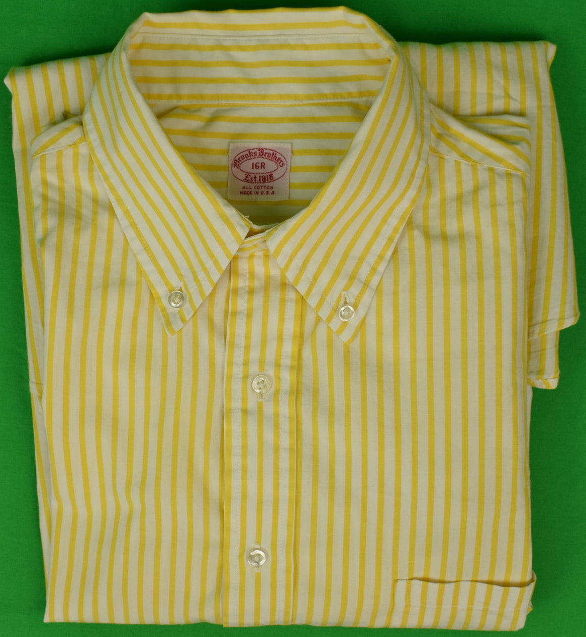 "Brooks Brothers Yellow Bengal Stripe Broadcloth B/D Shirt" Sz 16R