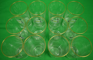 Set of 12 Hand-Painted Jockey Silks High-Ball Glasses