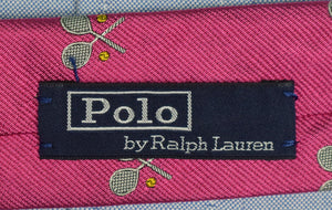 "Polo by Ralph Lauren Pink Italian Silk Club Tie w/ X-d Tennis Racquets" (SOLD)