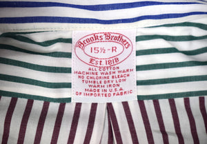 "Brooks Brothers Multi Stripe Fun Broadcloth BD Sport Shirt" Sz 15 1/2-R