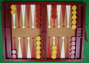 "Backgammon Case w/ Cork Board & Red/ Yellow Checkers" (Unused)