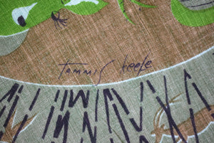 "Tammis Keefe African Theme Safari Big Game Linen Pocket Square" (SOLD)