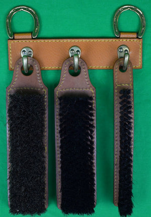 Brooks Brothers x Peal & Co English Pigskin Boot/ Hat/ Trouser Brush Set w/ Brass Horseshoe Wall Mounts (DEADSTOCK)
