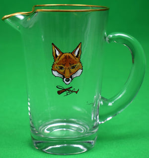 Set x 2 Carwin Hand-Painted Fox Mask w/ Riding Crop & Hunting Horn Cocktail Pitcher & Mug