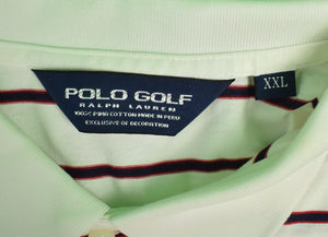 Ralph Lauren Polo Golf White/ Navy Stripe Shirt Sz: XXL w/ Rolling Rock Club Logo