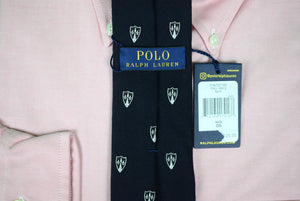"Polo Ralph Lauren Navy Shield Italian Wool/ Silk Club Tie" (New w/ RL Tag)