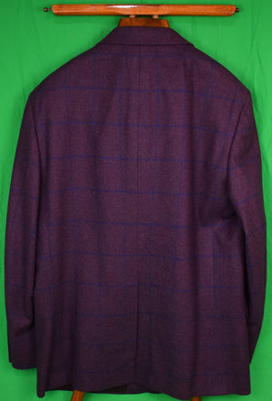 Paul Stuart Aubergine English Flannel Blue Windowpane Jacket Sz 45 Semi Tall/ Long