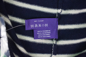 "Ralph Lauren Purple Label Italian Cashmere Navy/ White Breton Stripe Crewneck Sweater" Sz L (New w/ NM Tag)