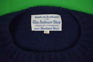 "The Andover Shop Navy Blue Shetland Wool Crewneck Sweater Made In Scotland" Sz M
