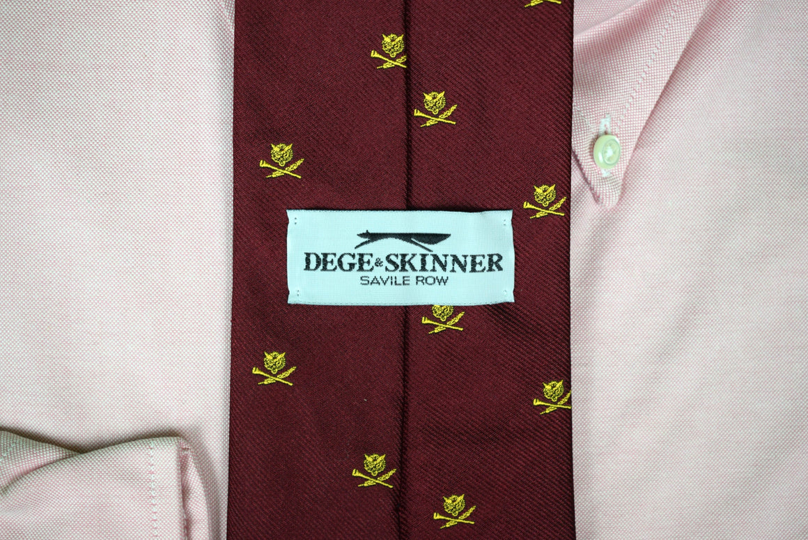 "Dege & Skinner Savile Row Fox Mask Burgundy Silk Club Tie"