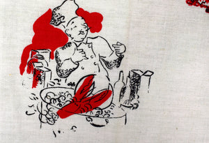 "Lobster Chef c1950s Linen Placemat/ Towel" (New/ Old Stock)