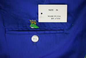 O'Connell's Embroidered Poplin Trousers - Frog Prince On Royal Blue Sz 36 (New w/ Tag)