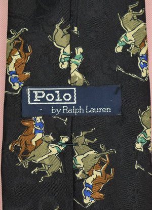 "Polo Ralph Lauren Polo Player Jacquard Black Silk Tie" (SOLD)