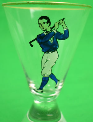 "Set x 4 Yale Golfer Hand-Painted Cordial Glasses"