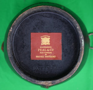 "Brooks Brothers Leather Fire Bucket w/ Gilt Armorial Crest- Made in England by Peal & Co"