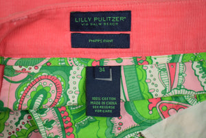 "Lilly Pulitzer Hot Pink Pinwale Phipps Pant" Sz: 34"W (SOLD)