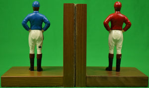 Pair x Red/ Blue "21" Club Jockey Hand-Painted Bookends